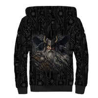 Vikings Odin Sherpa Hoodie with Viking Runes and Ravens Norse Mythology - Wonder Print Shop