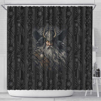 Vikings Odin Shower Curtain with Viking Runes and Ravens Norse Mythology - Wonder Print Shop