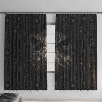 Vikings Odin Window Curtain with Viking Runes and Ravens Norse Mythology - Wonder Print Shop