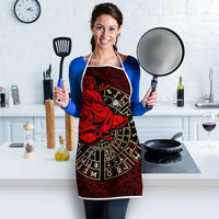 Yggdrasil Apron with Red Norse Dragon and Runes Viking Heritage Tribute - Wonder Print Shop