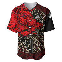 Yggdrasil Baseball Jersey with Red Norse Dragon and Runes Viking Heritage Tribute - Wonder Print Shop