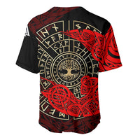 Yggdrasil Baseball Jersey with Red Norse Dragon and Runes Viking Heritage Tribute - Wonder Print Shop