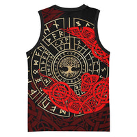 Yggdrasil Basketball Jersey with Red Norse Dragon and Runes Viking Heritage Tribute - Wonder Print Shop
