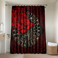 Yggdrasil Bathroom Set with Red Norse Dragon and Runes Viking Heritage Tribute - Wonder Print Shop