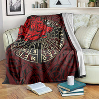 Yggdrasil Blanket with Red Norse Dragon and Runes Viking Heritage Tribute - Wonder Print Shop