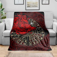 Yggdrasil Blanket with Red Norse Dragon and Runes Viking Heritage Tribute - Wonder Print Shop
