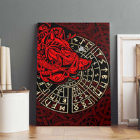 Yggdrasil Canvas Wall Art with Red Norse Dragon and Runes Viking Heritage Tribute - Wonder Print Shop