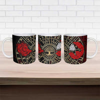 Yggdrasil Ceramic Mug with Red Norse Dragon and Runes Viking Heritage Tribute - Wonder Print Shop