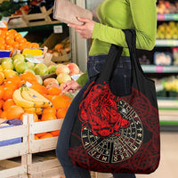 Yggdrasil Grocery Bag with Red Norse Dragon and Runes Viking Heritage Tribute - Wonder Print Shop