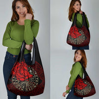 Yggdrasil Grocery Bag with Red Norse Dragon and Runes Viking Heritage Tribute - Wonder Print Shop