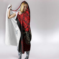 Yggdrasil Hooded Blanket with Red Norse Dragon and Runes Viking Heritage Tribute - Wonder Print Shop