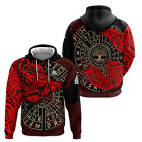 Yggdrasil Hoodie with Red Norse Dragon and Runes Viking Heritage Tribute - Wonder Print Shop
