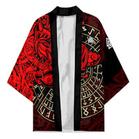 Yggdrasil Kimono with Red Norse Dragon and Runes Viking Heritage Tribute - Wonder Print Shop