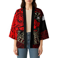 Yggdrasil Kimono with Red Norse Dragon and Runes Viking Heritage Tribute - Wonder Print Shop