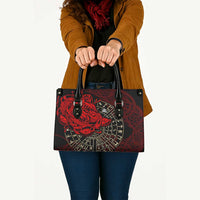 Yggdrasil Leather Bag with Red Norse Dragon and Runes Viking Heritage Tribute - Wonder Print Shop