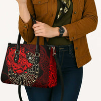 Yggdrasil Leather Bag with Red Norse Dragon and Runes Viking Heritage Tribute - Wonder Print Shop