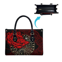 Yggdrasil Leather Bag with Red Norse Dragon and Runes Viking Heritage Tribute - Wonder Print Shop