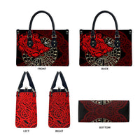 Yggdrasil Leather Bag with Red Norse Dragon and Runes Viking Heritage Tribute - Wonder Print Shop