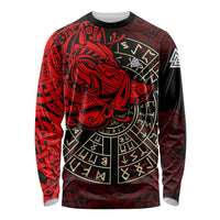 Yggdrasil Long Sleeve Shirt with Red Norse Dragon and Runes Viking Heritage Tribute - Wonder Print Shop