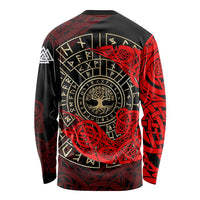 Yggdrasil Long Sleeve Shirt with Red Norse Dragon and Runes Viking Heritage Tribute - Wonder Print Shop