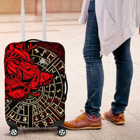 Yggdrasil Luggage Cover with Red Norse Dragon and Runes Viking Heritage Tribute - Wonder Print Shop