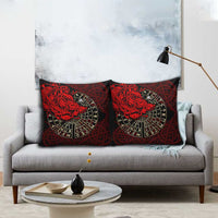 Yggdrasil Pillow Cover with Red Norse Dragon and Runes Viking Heritage Tribute - Wonder Print Shop