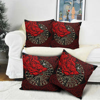 Yggdrasil Pillow Cover with Red Norse Dragon and Runes Viking Heritage Tribute - Wonder Print Shop