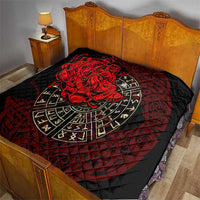 Yggdrasil Quilt with Red Norse Dragon and Runes Viking Heritage Tribute - Wonder Print Shop