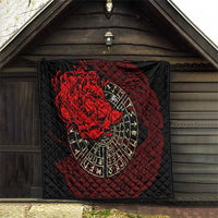Yggdrasil Quilt with Red Norse Dragon and Runes Viking Heritage Tribute - Wonder Print Shop