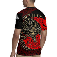 Yggdrasil Rugby Jersey with Red Norse Dragon and Runes Viking Heritage Tribute - Wonder Print Shop
