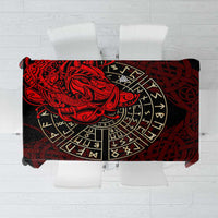 Yggdrasil Tablecloth with Red Norse Dragon and Runes Viking Heritage Tribute - Wonder Print Shop