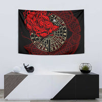 Yggdrasil Tapestry with Red Norse Dragon and Runes Viking Heritage Tribute - Wonder Print Shop