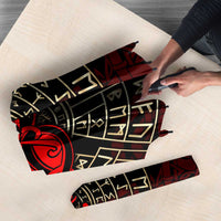 Yggdrasil Umbrella with Red Norse Dragon and Runes Viking Heritage Tribute - Wonder Print Shop