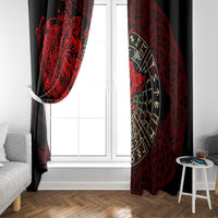Yggdrasil Window Curtain with Red Norse Dragon and Runes Viking Heritage Tribute - Wonder Print Shop