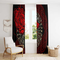 Yggdrasil Window Curtain with Red Norse Dragon and Runes Viking Heritage Tribute - Wonder Print Shop