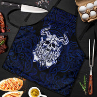 Vikings Skull Apron with Horned Helmet, Blue Axes and Runes Norse Warrior Tribute - Wonder Print Shop