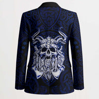 Vikings Skull Blazer with Horned Helmet, Blue Axes and Runes Norse Warrior Tribute - Wonder Print Shop