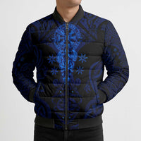 Vikings Skull Bomber Puffer Jacket with Horned Helmet, Blue Axes and Runes Norse Warrior Tribute - Wonder Print Shop