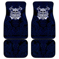 Vikings Skull Car Mats with Horned Helmet, Blue Axes and Runes Norse Warrior Tribute - Wonder Print Shop