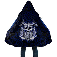 Vikings Skull Cloak with Horned Helmet, Blue Axes and Runes Norse Warrior Tribute - Wonder Print Shop