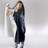 Vikings Skull Hooded Blanket with Horned Helmet, Blue Axes and Runes Norse Warrior Tribute - Wonder Print Shop
