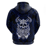 Vikings Skull Hoodie with Horned Helmet, Blue Axes and Runes Norse Warrior Tribute - Wonder Print Shop