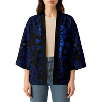 Vikings Skull Kimono with Horned Helmet, Blue Axes and Runes Norse Warrior Tribute - Wonder Print Shop
