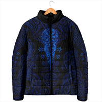 Vikings Skull Padded Jacket with Horned Helmet, Blue Axes and Runes Norse Warrior Tribute - Wonder Print Shop