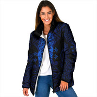 Vikings Skull Padded Jacket with Horned Helmet, Blue Axes and Runes Norse Warrior Tribute - Wonder Print Shop