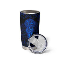 Vikings Skull Tumbler Cup with Horned Helmet, Blue Axes and Runes Norse Warrior Tribute - Wonder Print Shop
