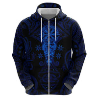 Vikings Skull Zip Hoodie with Horned Helmet, Blue Axes and Runes Norse Warrior Tribute - Wonder Print Shop