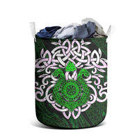 Vegvisir Laundry Basket with Green Dragons and Norse Knots Viking Protection Tribute - Wonder Print Shop