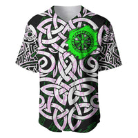 Vegvisir Baseball Jersey with Green Dragons and Norse Knots Viking Protection Tribute - Wonder Print Shop