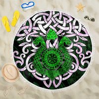 Vegvisir Beach Blanket with Green Dragons and Norse Knots Viking Protection Tribute - Wonder Print Shop